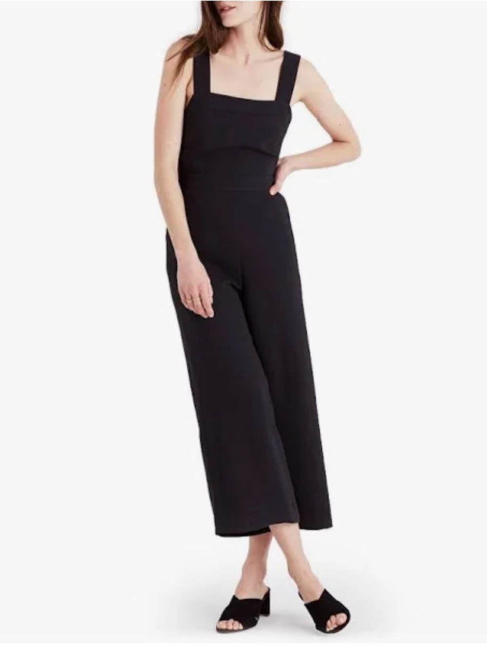 Madewell Apron Bow Back Jumpsuit NWT Black Size 10